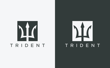 Minimalist trident logo. Modern abstract trident logo