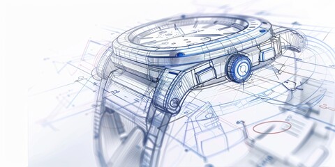 Hand-drawn Illustration of Digital Watch
