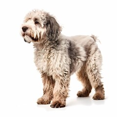 Spanish water dog breed standing against white background, AI Generated