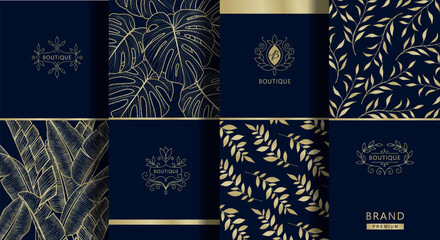 Vector collection of design elements for flyers, logos, packaging designs, luxury products, soap, wine, and cosmetics.