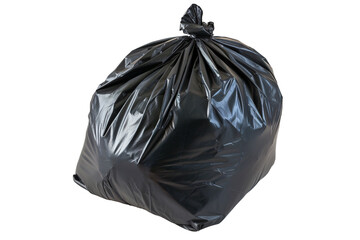 a black garbage bag on a white background