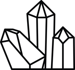 Three large crystals are shown in a black and white drawing