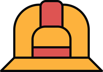 A engineer hat with a stripe