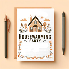 Watercolor Housewarming Card Background Design: Perfect Clipart for Greeting Cards with Text Space