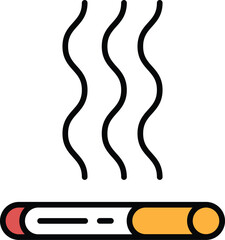 A cigarette is shown with smoke coming out of it