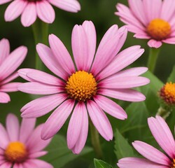 Obraz premium pink daisy flowers, purple, garden, plant, flora, spring, blossom, bloom, beauty, petal, flowers, summer, closeup, floral, isolated