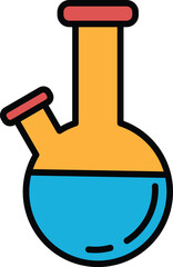 A glass vase with a black liquid inside