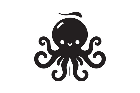 recommend clip art: octopus vector silhouette with white background