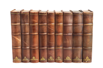 a row of leather books
