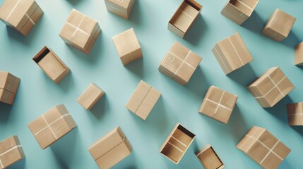 The cardboard boxes arrangement.