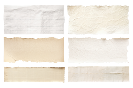 Vintage torn paper png element set, transparent background