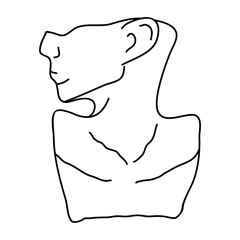Stylish minimalistic vase in the shape of a female face with a neck. Doodle flower pot. Hand drawn interior item