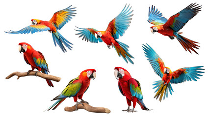 Obraz premium Macaw parrot png element set, transparent background