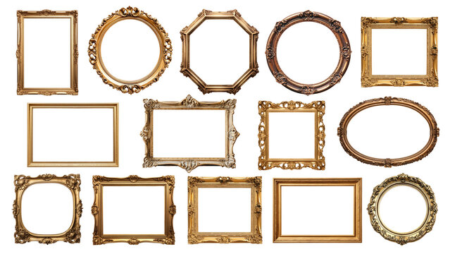Naklejki Vintage picture frame png element set, transparent background