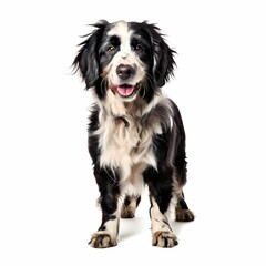 Stabyhoun dog breed standing against white background, AI Generated