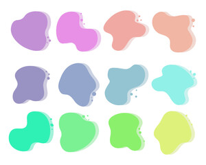 Set of abstract pastel color spots for decor. Illustration, icons, vector