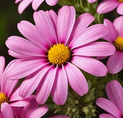 Obraz premium pink daisy flower, purple, garden, macro, spring, plant, beauty, closeup, flora, flowers, petal, blossom, bloom