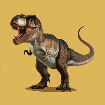 Tyrannosaurus rex or t rex dinosaur isolated on white. Comic style vector