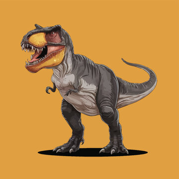 Tyrannosaurus rex or t rex dinosaur isolated on white. Comic style vector
