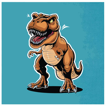 Tyrannosaurus rex or t rex dinosaur isolated on white. Comic style vector