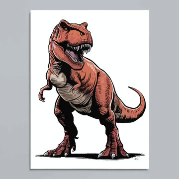 Tyrannosaurus rex or t rex dinosaur isolated on white. Comic style vector