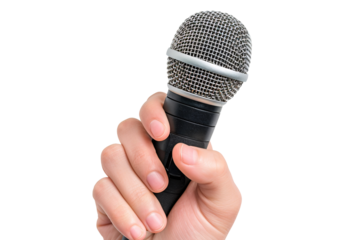 a hand holding a microphone