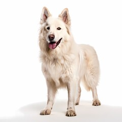 Tatra shepherd dog breed standing against white background, AI Generated