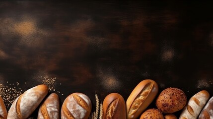 Bakery ambiance featuring an array of fresh bread with spacious area for personalized messages