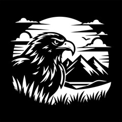 black and white eagle