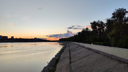Sunset on the Embankment in Irkutsk City