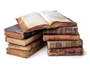 Obraz premium Pile of old books isolated on white background