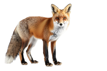 a fox standing on a white background