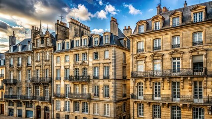 Fototapeta premium Old residential buildings in Bordeaux, France , architecture, historic, vintage, charming, European, facade