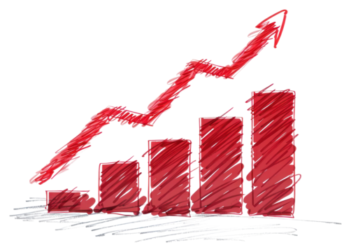 PNG Growth graph with red arrow - Powered by Adobe