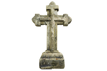 a stone cross on a stand