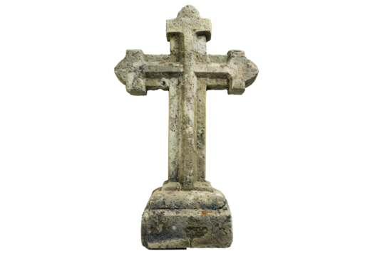 a stone cross on a stand