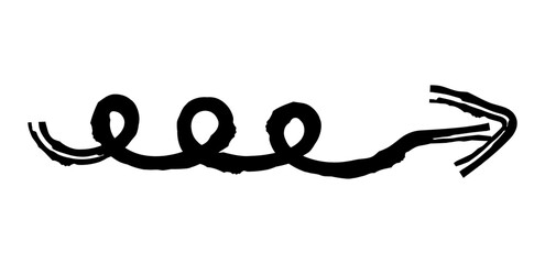 Hand drawn simple arrow drawn with wax crayon, chalk or charcoal. Uneven dry texture for underlining highlighting. Pencil drawn lines, strikethrough, grungy vector isolated on white