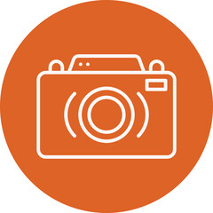 Camera line circle icon