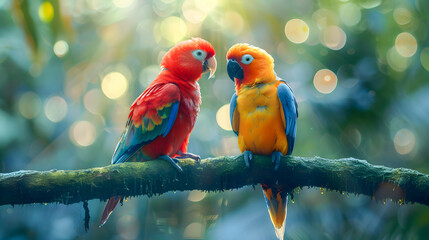 Beautiful two loving parrot