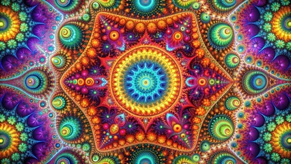 Obraz premium Fractal background with intricate geometric patterns and vibrant colors, fractal, abstract, background, pattern, nature