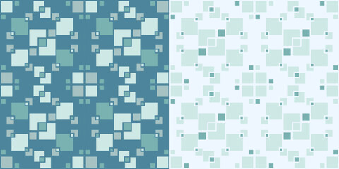 Vector geometric seamless pattern. Abstract graphic background with squares, lines, grid. Simple geo texture on green background.