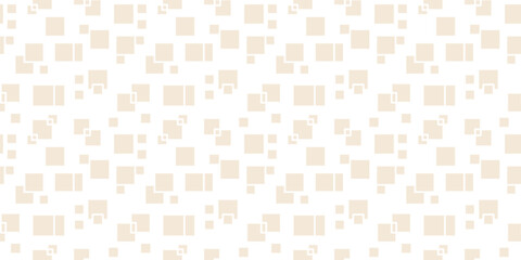 Vector geometric seamless pattern. Abstract graphic background with squares, lines, grid. Simple geo texture on brown background.