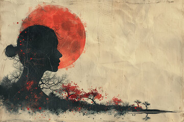 Generative AI technology cut-out graphical retro collage with vivid vintage elements paper art design