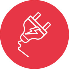 Power plug line circle icon