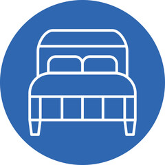 Double bed line circle icon