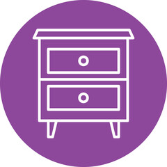 Bedside table line circle icon