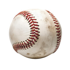 A worn baseball with red stitching. Idea for sports, baseball concepts, and athletic themes.