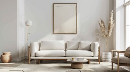 Minimalist Home Decor Template with Stylish Living Room Interior Display