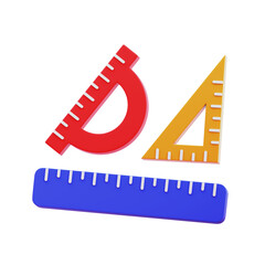 three kind of ruler 3d illustration