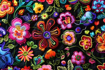 Close-up of embroidered fabric